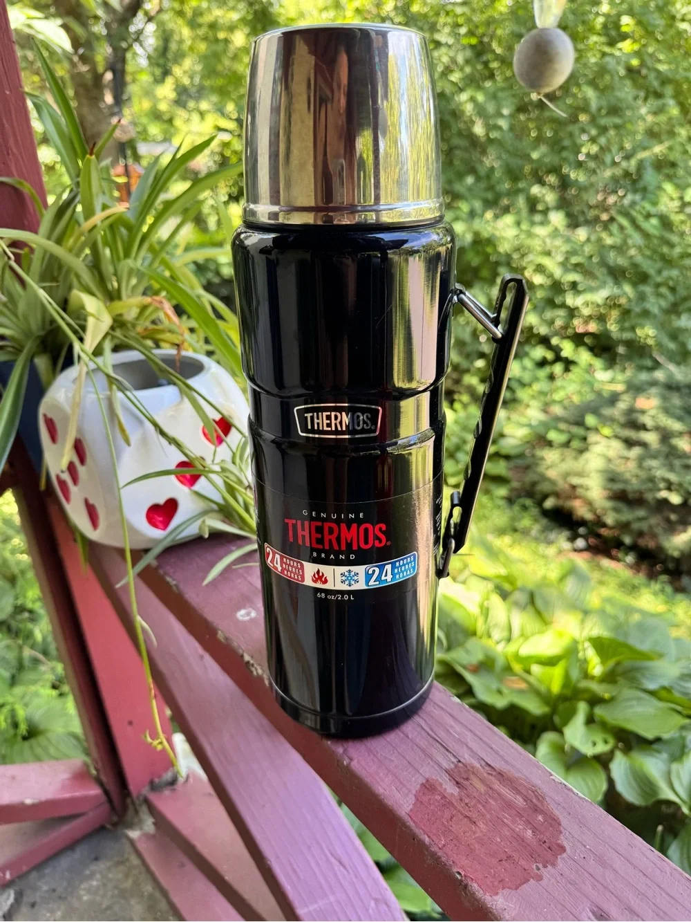 Thermos Black Glossy Stainless Lid Bottle